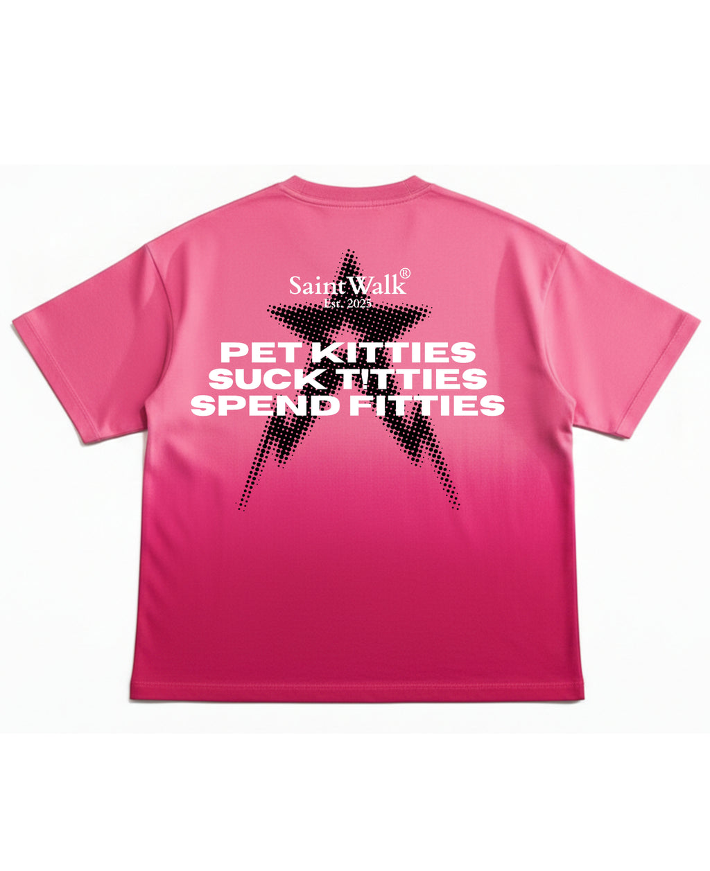 Pink Sunfade Ombré Wash Boxy Fit T-shirt Back Design