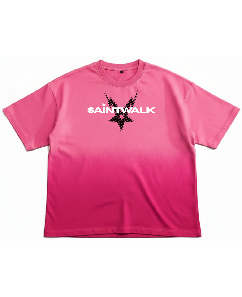 Pink Sunfade Ombré Wash Boxy Fit T-shirt Front Design
