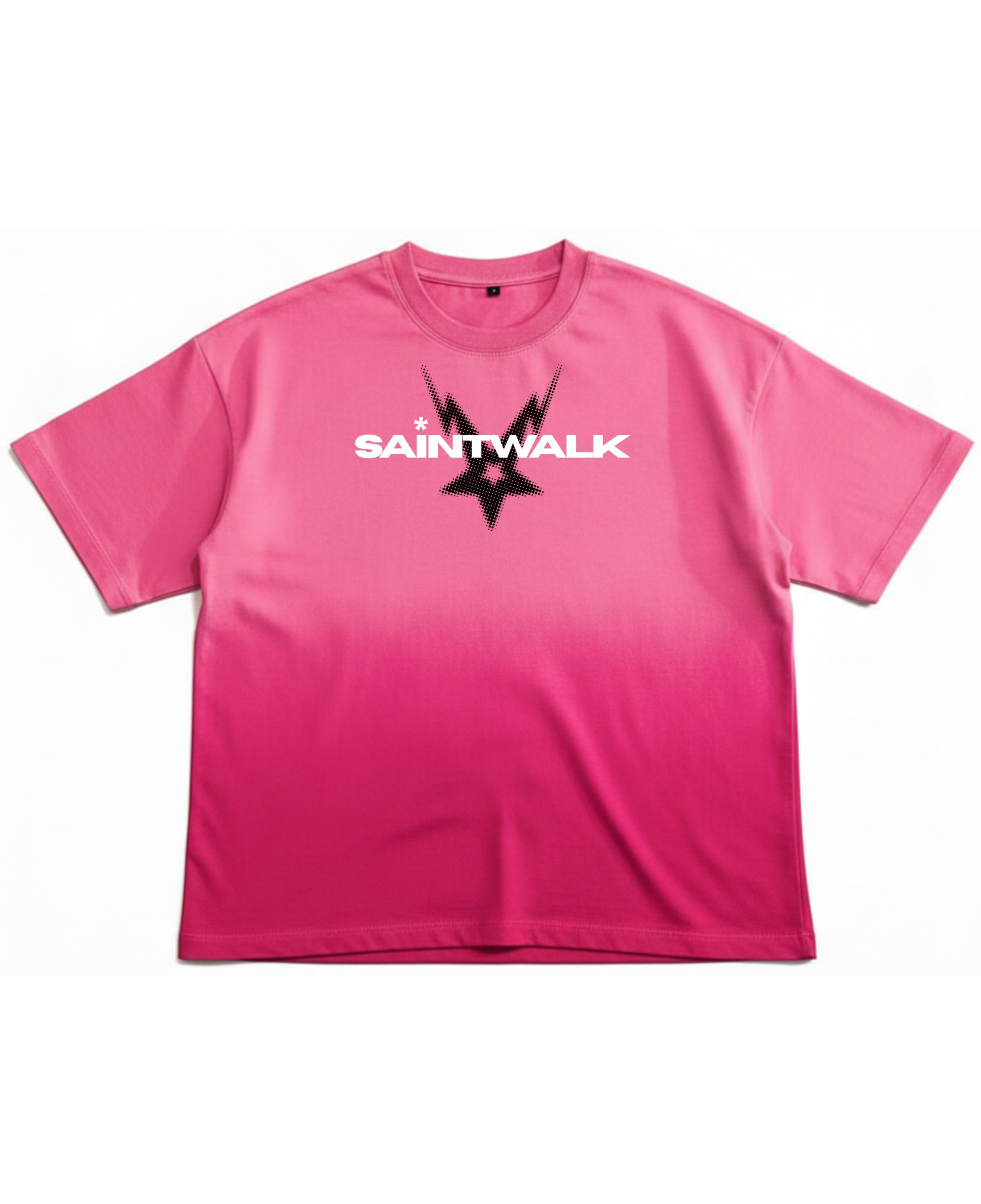 Pink Sunfade Ombré Wash Boxy Fit T-shirt Front Design