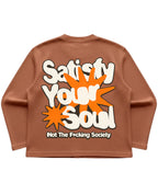 Brown waffle knit oversized full-sleeve Back Design