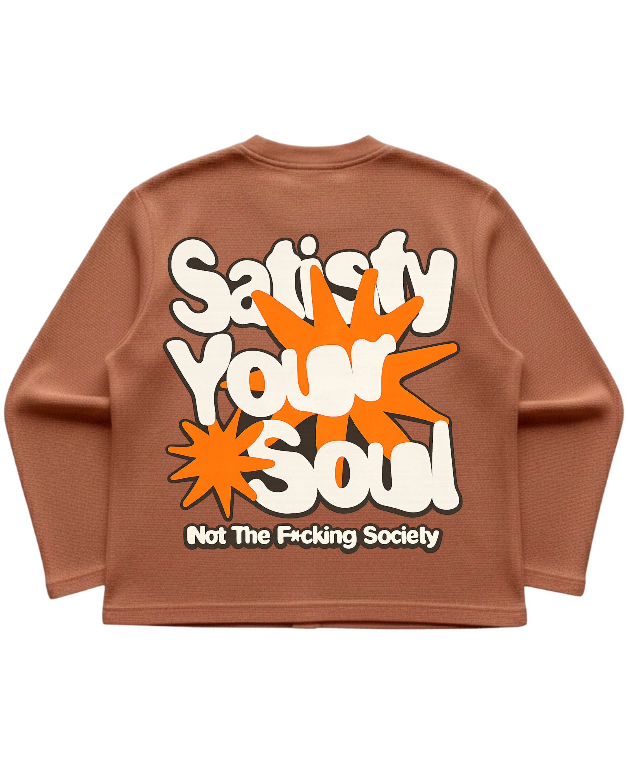 Brown waffle knit oversized full-sleeve Back Design