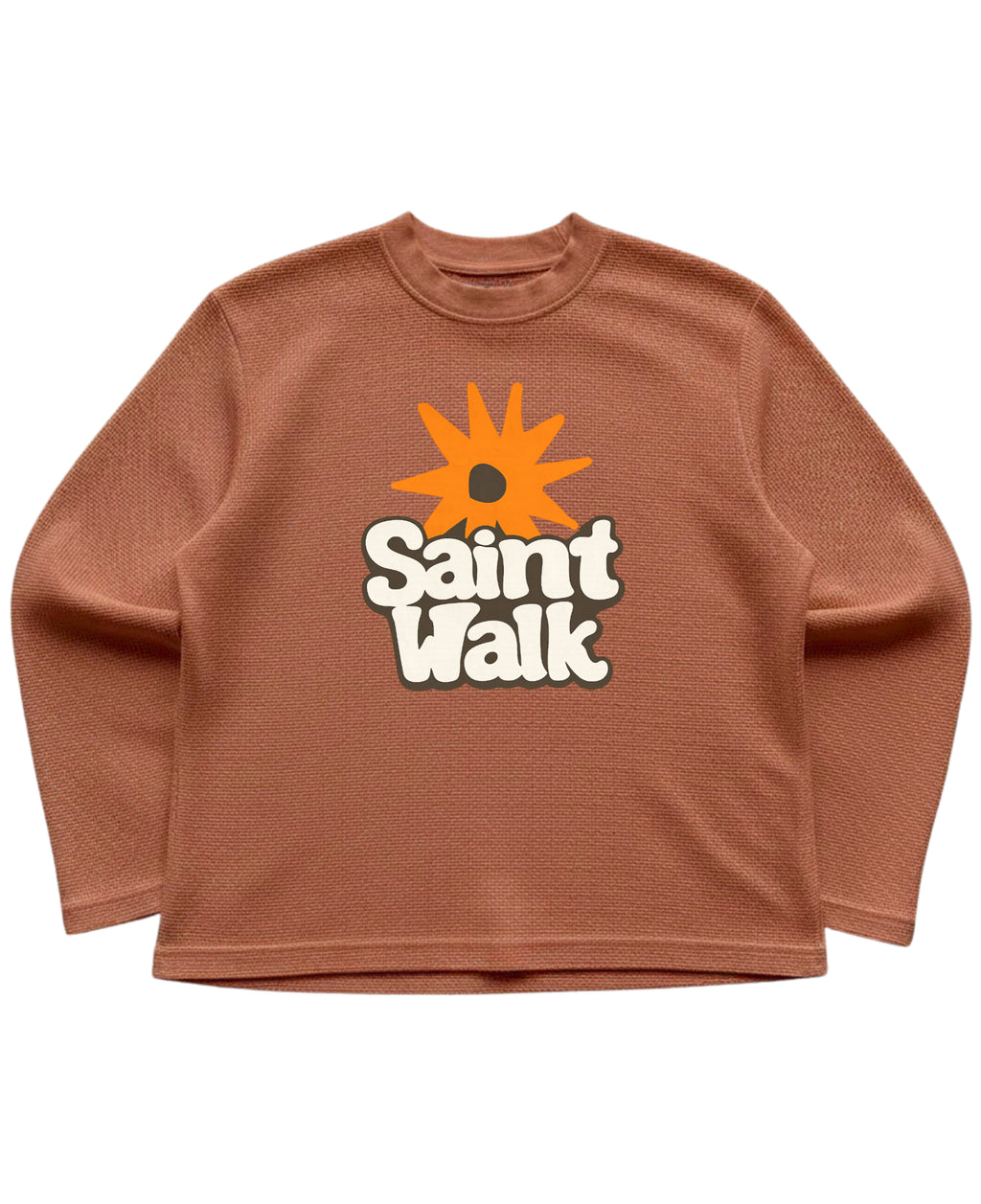 Brown waffle knit oversized full-sleeve Front Design