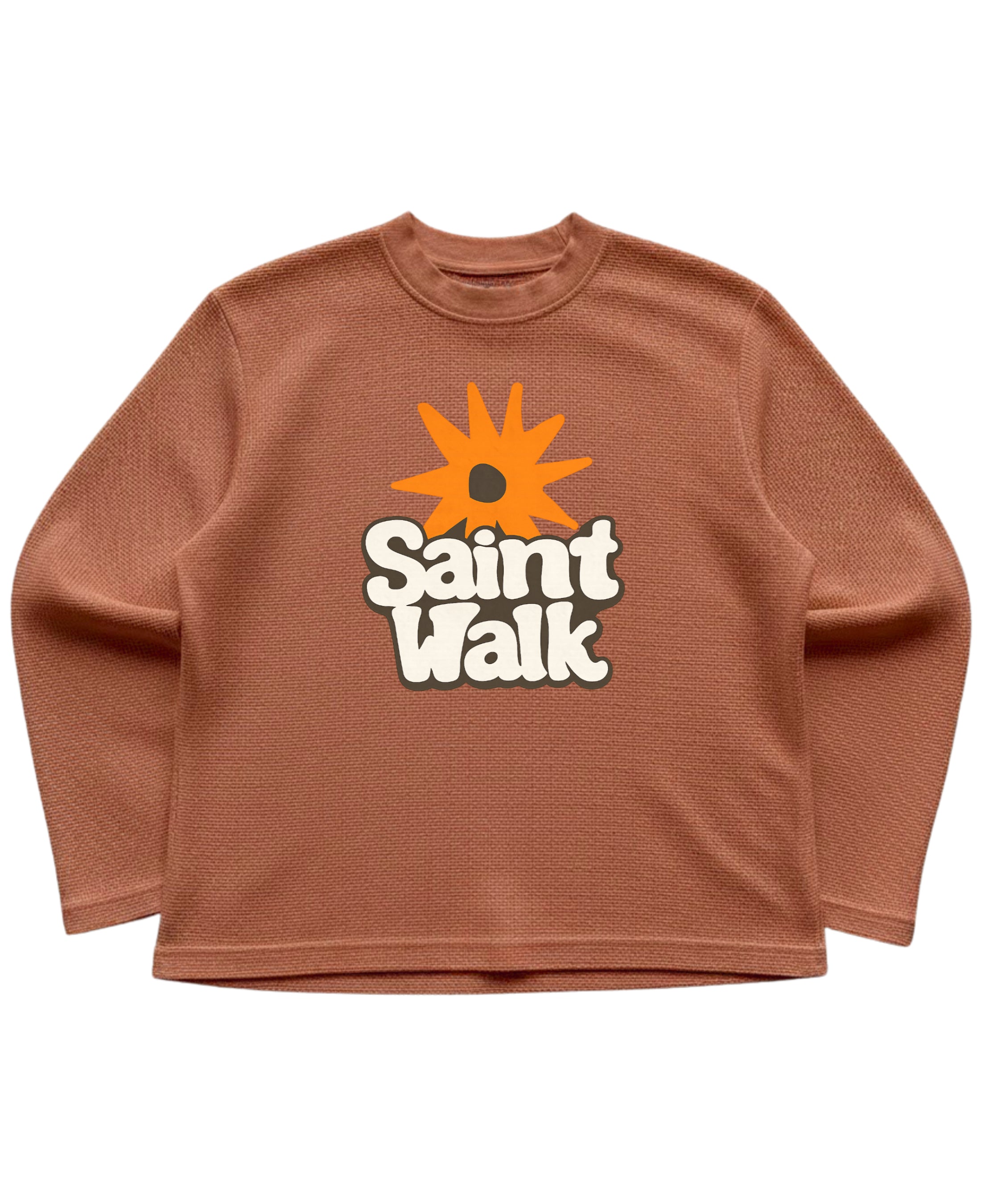 Brown waffle knit oversized full-sleeve Front Design