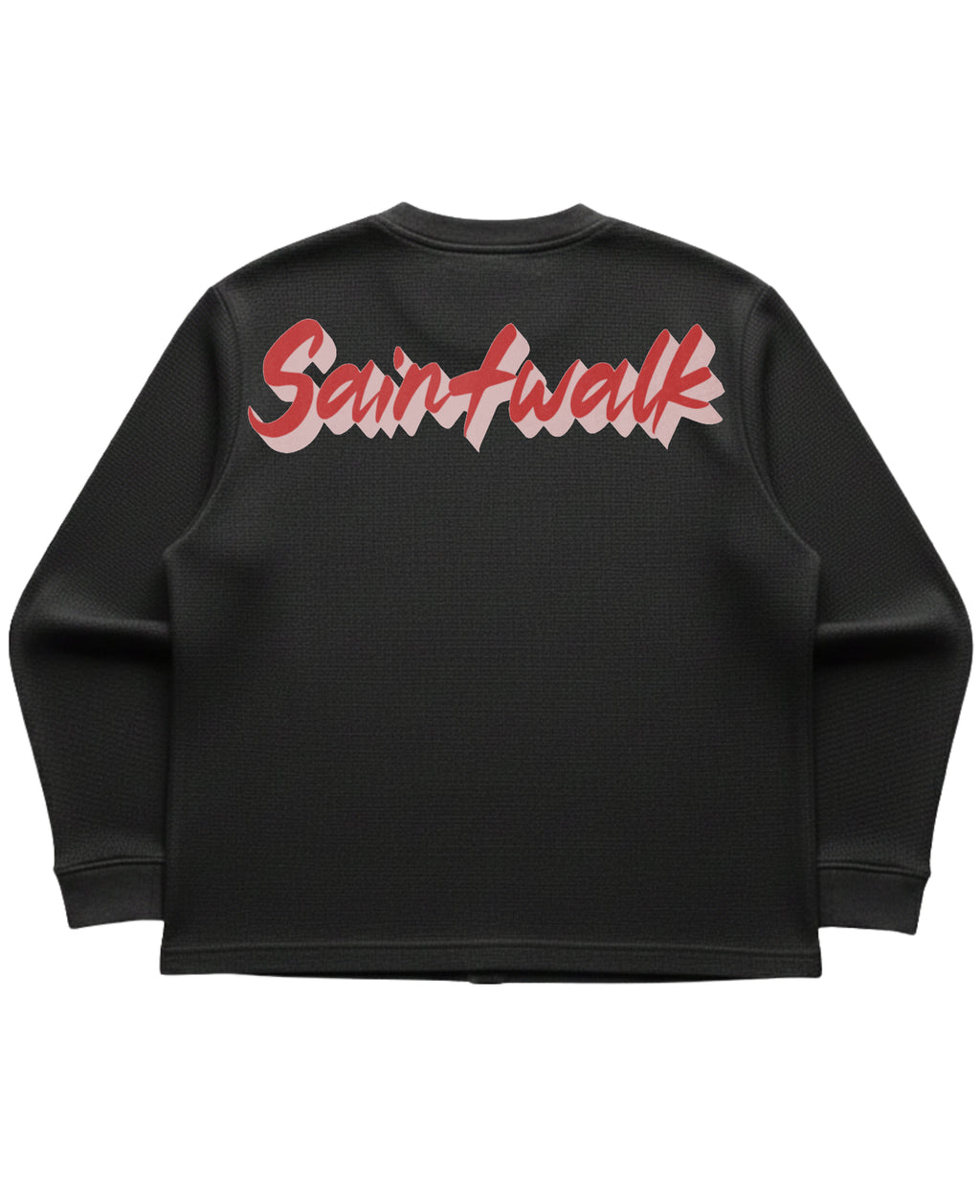 Black waffle knit oversized full-sleeve Back Design