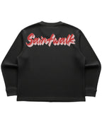 Black waffle knit oversized full-sleeve Back Design