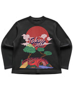 Black waffle knit oversized full-sleeve Front Design
