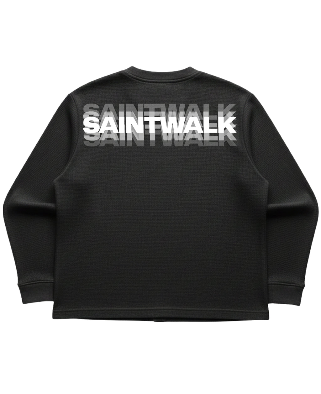 Black waffle knit oversized full-sleeve Back Design