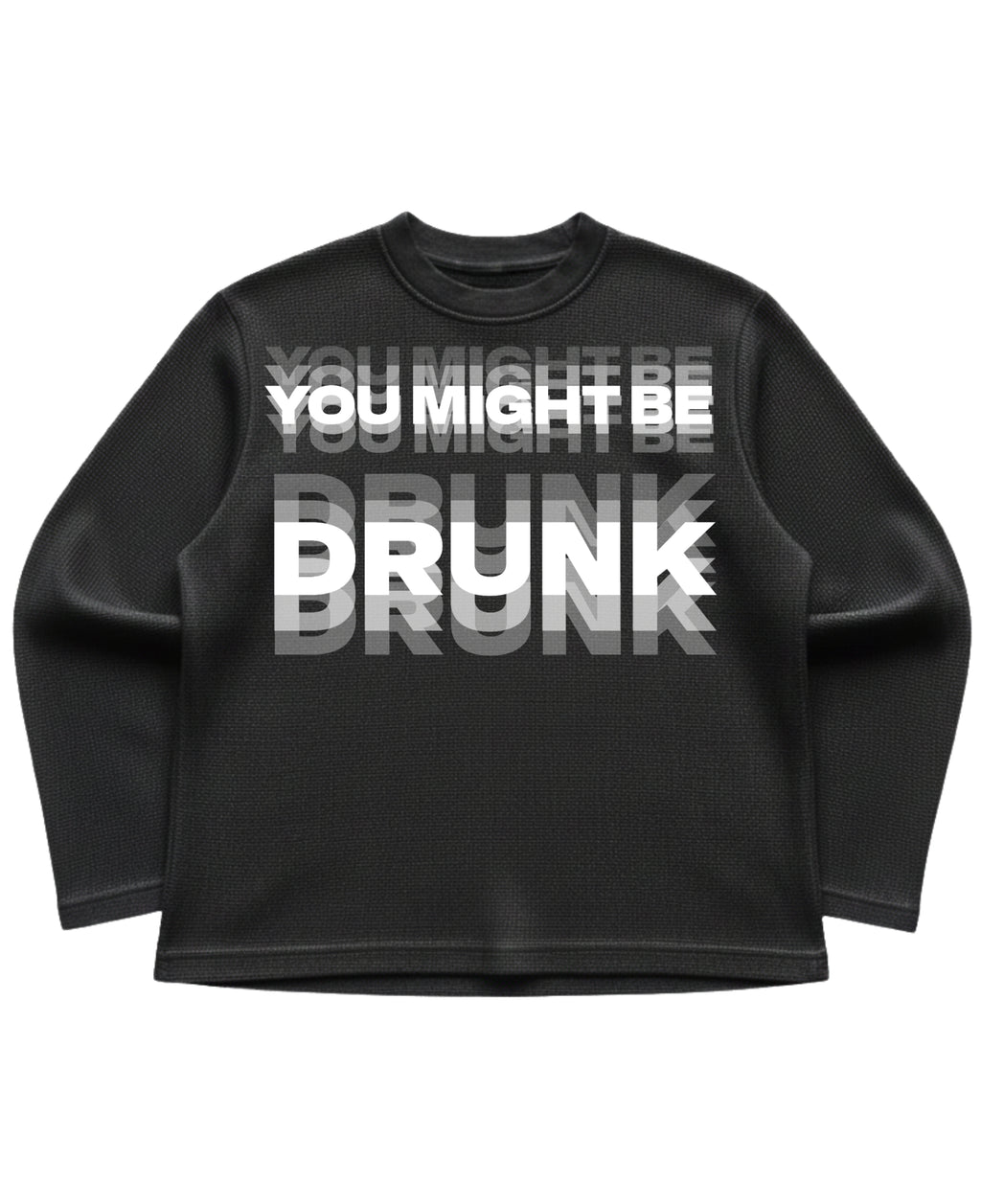 Black waffle knit oversized full-sleeve Front Design