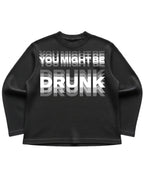 Black waffle knit oversized full-sleeve Front Design