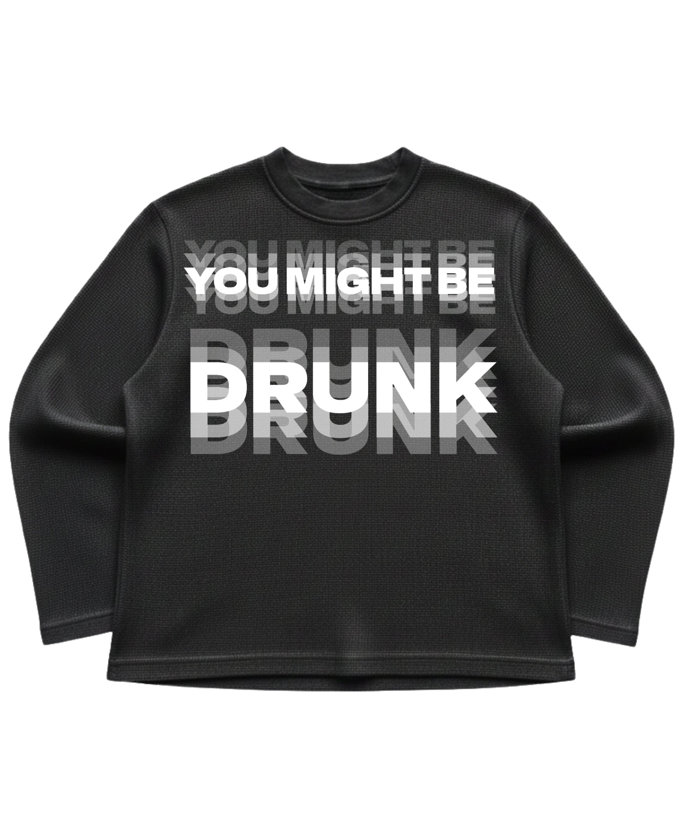 Black waffle knit oversized full-sleeve Front Design